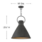Suspension Winnie à une lumière de 45,7 cm de large (18 pouces) de large, Hinkley Lighting