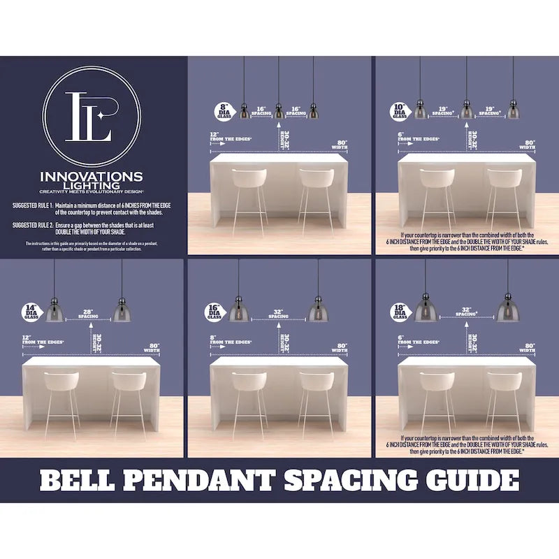 Suspension miniature Innovations Lighting Large Bell 8 pouces de large - à cordon