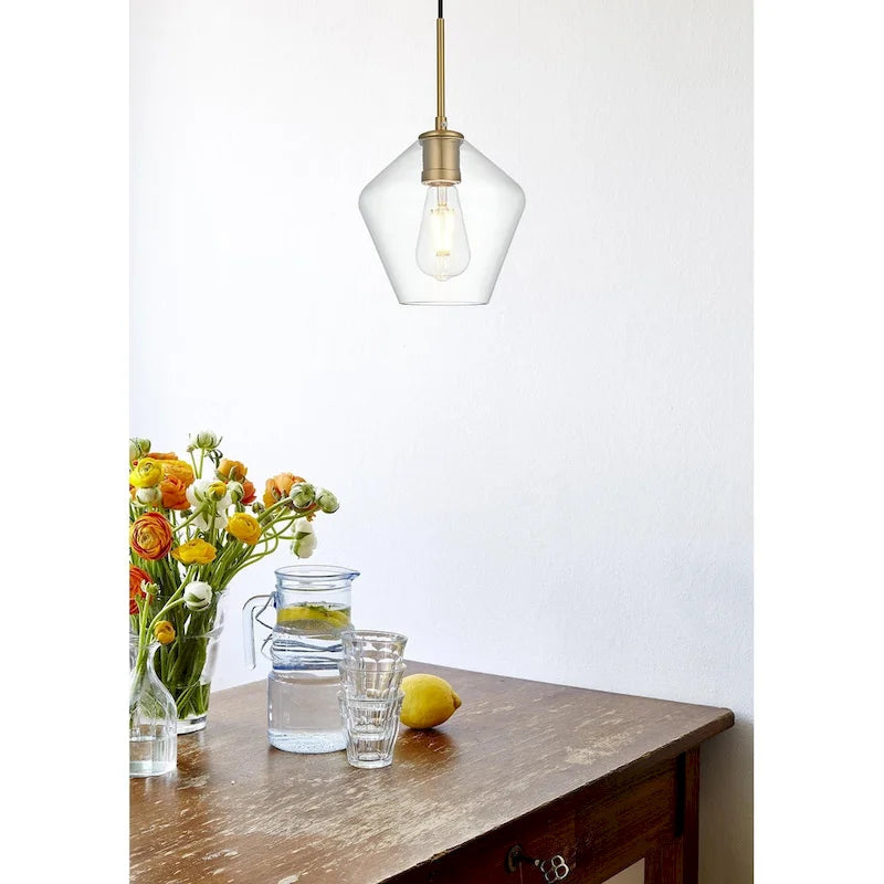 Suspension Gene Single Light Mini de 8 pouces de large avec verre transparent