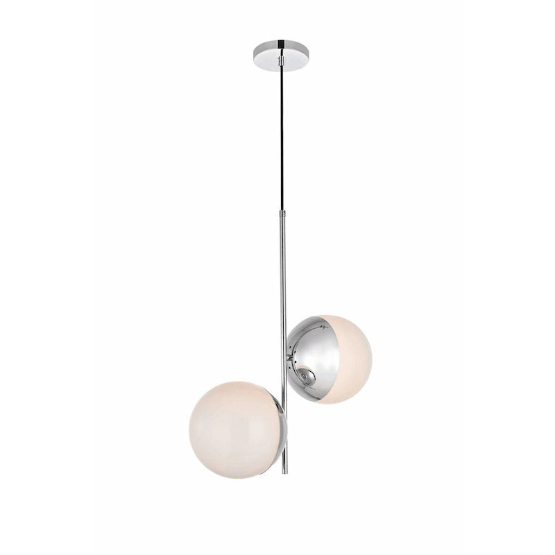 Suspension Elegant Lighting Eclipse à 2 lumières, 43 cm de large, avec verre dépoli