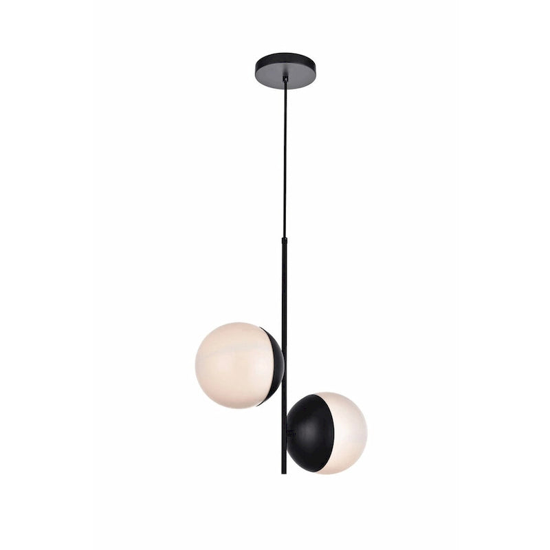 Suspension Elegant Lighting Eclipse à 2 lumières, 43 cm de large, avec verre dépoli