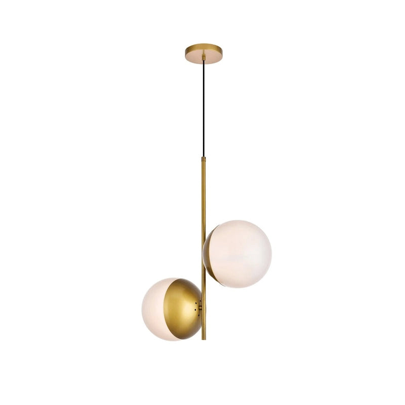 Suspension Elegant Lighting Eclipse à 2 lumières, 43 cm de large, avec verre dépoli
