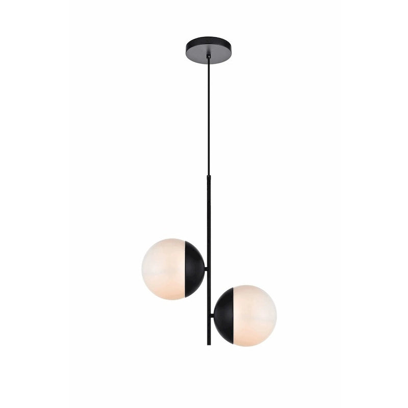 Suspension Elegant Lighting Eclipse à 2 lumières, 43 cm de large, avec verre dépoli