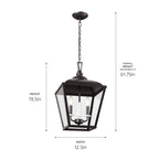 Suspension Kichler 52474 Dame à 2 lumières, diamètre 13 pouces, pour bougies coniques.