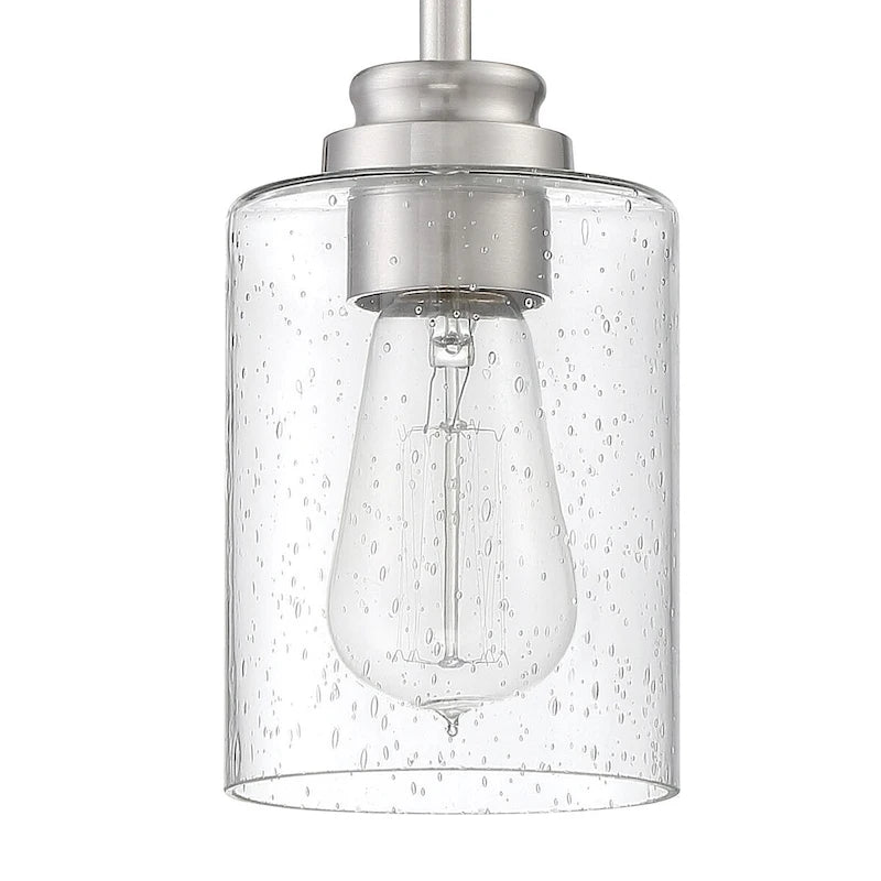 Suspension Craftmade Bolden 5 Mini avec abat-jour en verre bullé