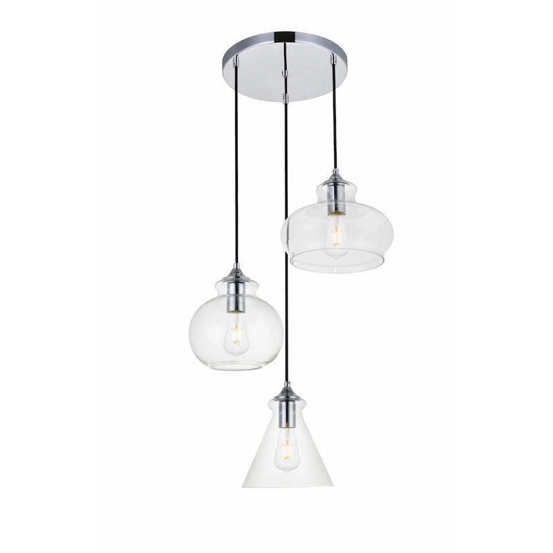 Elegant Lighting Destry 3 Light 19  Wide Multi Light Pendant with