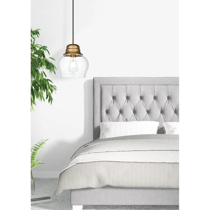 Suspension Kenna Single Light Mini de 8 pouces de large avec verre transparent