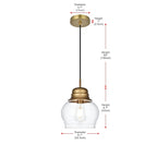 Suspension Kenna Single Light Mini de 8 pouces de large avec verre transparent
