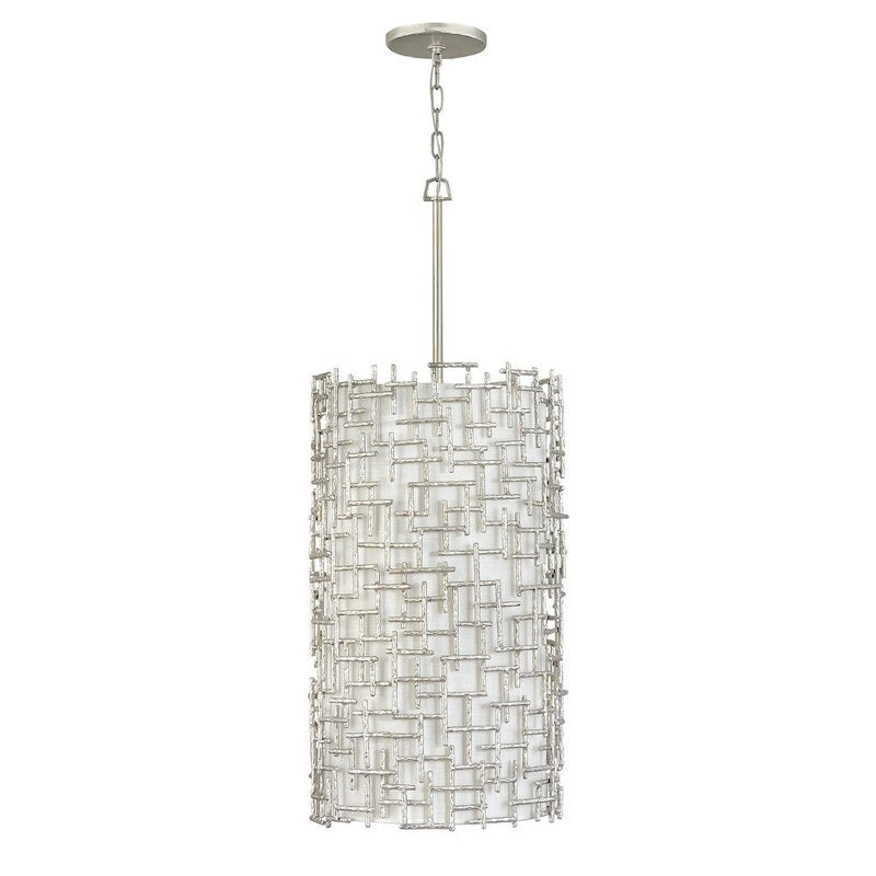 Suspension simple Fredrick Ramond Farrah de 42 pouces de haut avec abat-jour en tissu blanc