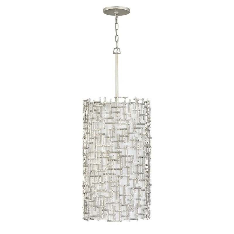 Suspension simple Fredrick Ramond Farrah de 42 pouces de haut avec abat-jour en tissu blanc