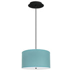 14  W 2 Light Pendant Island Paridise Blue Shade with Diffuser, Black Cord