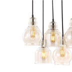 Suspension Cooper 18.88 à 6 lumières, style bohème, en fer et verre, avec éclairage LED, finition nickel/champagne, par JONATHAN Y.