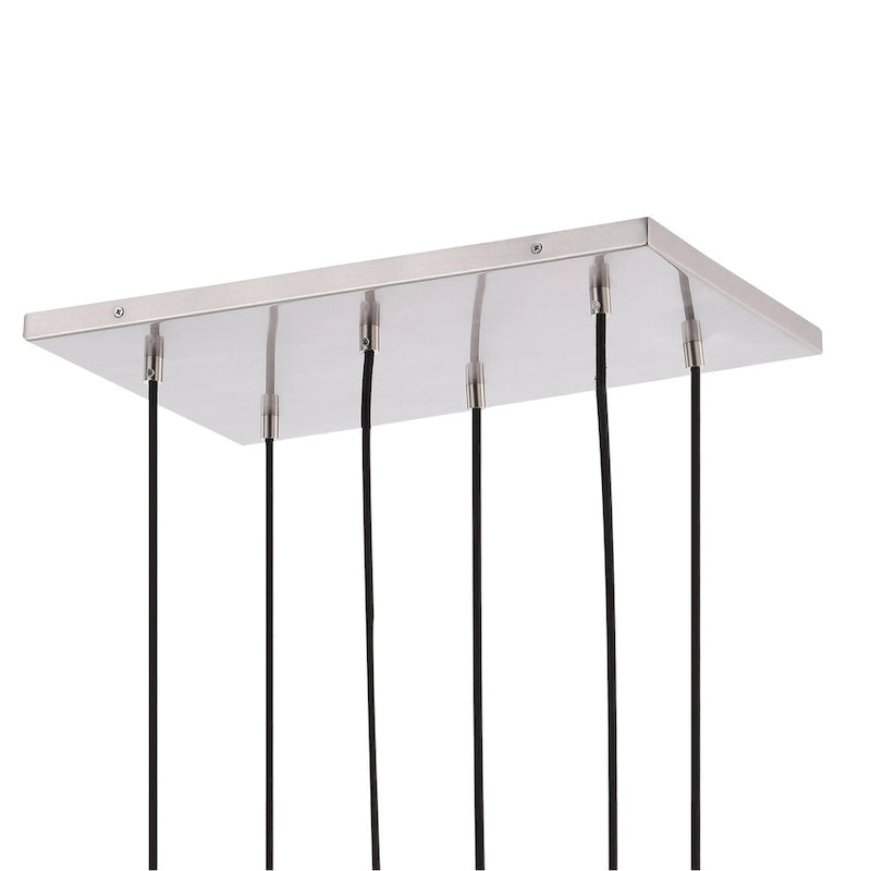 Suspension Cooper 18.88 à 6 lumières, style bohème, en fer et verre, avec éclairage LED, finition nickel/champagne, par JONATHAN Y.