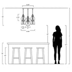 Suspension Cooper 18.88 à 6 lumières, style bohème, en fer et verre, avec éclairage LED, finition nickel/champagne, par JONATHAN Y.