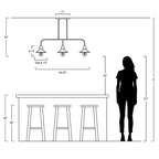 Suspension LED Cade 34.25 à 3 lumières en métal, style industriel campagnard, finition bronze huilé, par JONATHAN Y