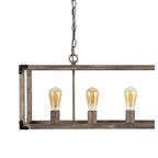 Suspension LED Zeniba 36 à 5 lumières, linéaire et réglable, en fer brun, style rustique, par JONATHAN Y.