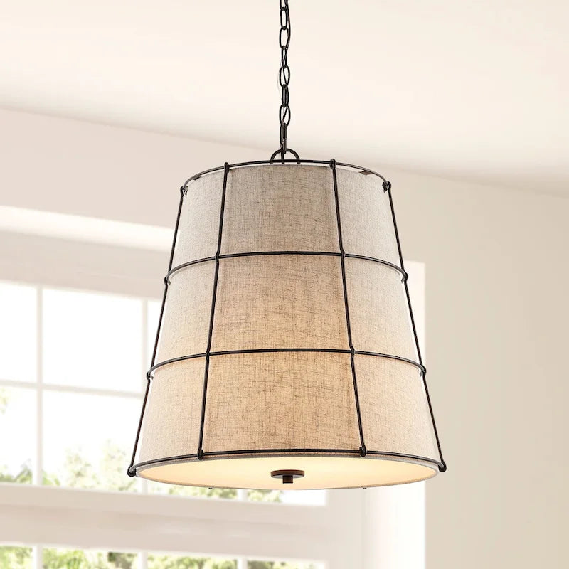 Chadwick 19  3-Light Rustic Farmhouse Iron LED Pendant, Oil Rubbed Bronze by JONATHAN Y - 3 Light