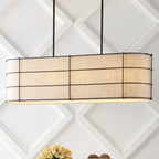 Suspension linéaire LED Oakley 42 à 4 lumières, style rustique, en fer, finition bronze huilé, par JONATHAN Y - 4 lumières