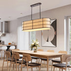 Suspension linéaire LED Oakley 42 à 4 lumières, style rustique, en fer, finition bronze huilé, par JONATHAN Y - 4 lumières