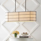 Suspension linéaire LED Oakley 42 à 4 lumières, style rustique, en fer, finition bronze huilé, par JONATHAN Y - 4 lumières