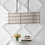 Suspension linéaire LED Oakley 42 à 4 lumières, style rustique, en fer, finition bronze huilé, par JONATHAN Y - 4 lumières