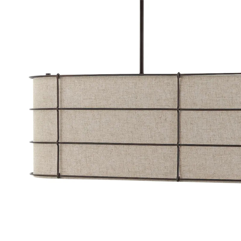 Suspension linéaire LED Oakley 42 à 4 lumières, style rustique, en fer, finition bronze huilé, par JONATHAN Y - 4 lumières