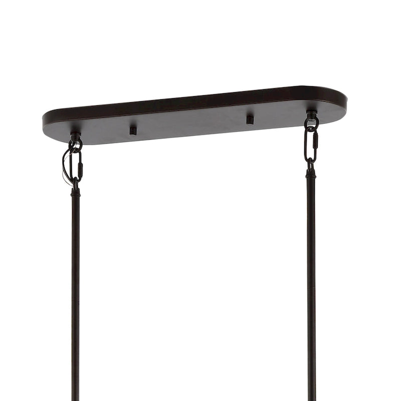 Suspension linéaire LED Oakley 42 à 4 lumières, style rustique, en fer, finition bronze huilé, par JONATHAN Y - 4 lumières