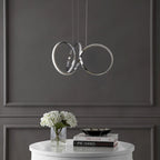 Suspension LED intégrée Alden 24 à 1 lumière, style minimaliste contemporain, ruban d'aluminium, chrome/argent, par JONATHAN Y