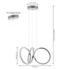 Suspension LED intégrée Alden 24 à 1 lumière, style minimaliste contemporain, ruban d'aluminium, chrome/argent, par JONATHAN Y