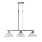 Suspension linéaire à 3 lumières Duncan en étain blanc de Golden Lighting