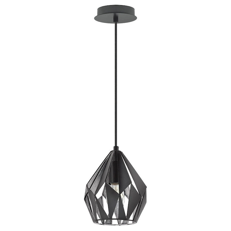 Eglo Carlton 1-light Matte Black Pendant with Silver