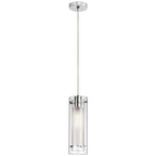 1-light Polished Chrome/ Clear Frosted Glass Pendant