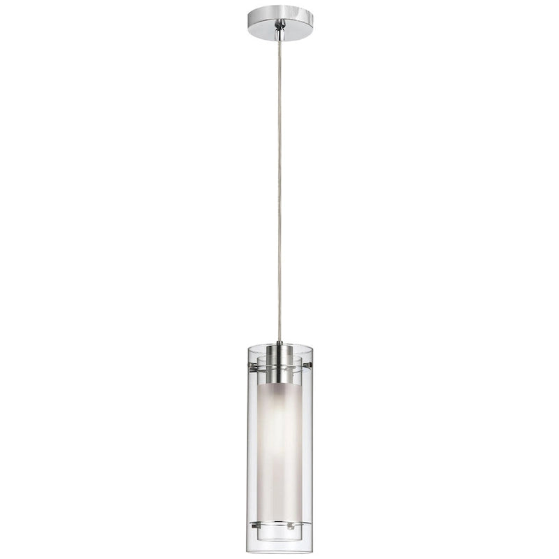 1-light Polished Chrome/ Clear Frosted Glass Pendant