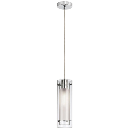 1-light Polished Chrome/ Clear Frosted Glass Pendant