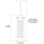 Suspension à une lumière en chrome poli et verre dépoli transparent