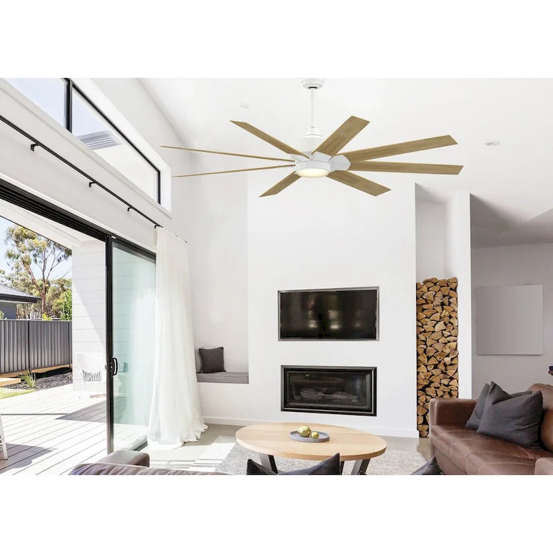 Ventilateur de plafond intérieur Levon Custom, moteur CC - Blanc mat