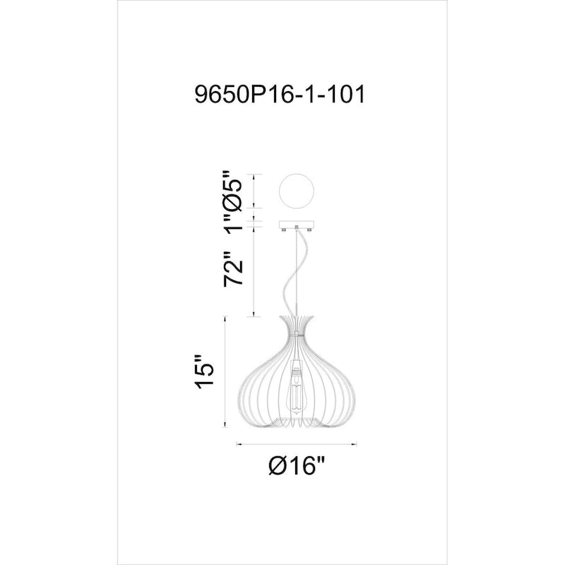 Suspension Darleen à 1 lumière avec finition noire