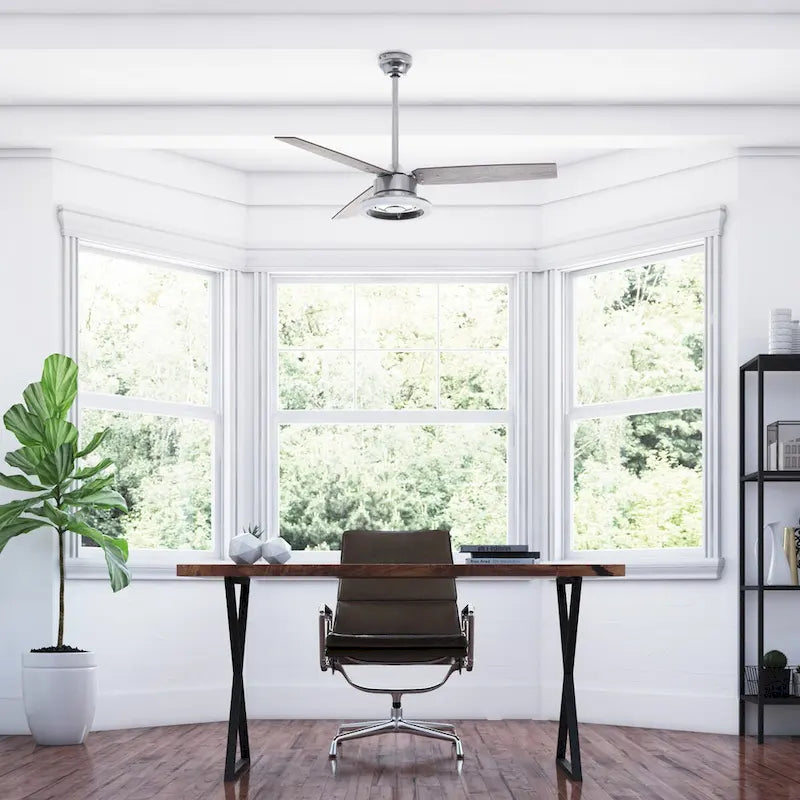 Ventilateur de plafond intérieur moderne Prominence Home Orbis Gun Metal avec éclairage LED et télécommande (52 pouces)