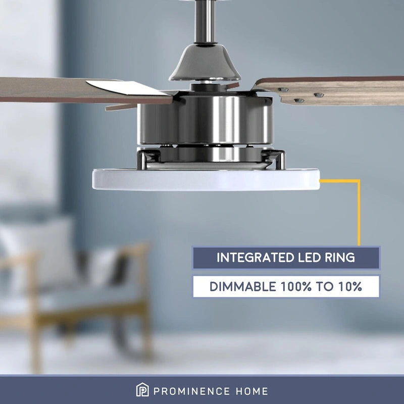 Ventilateur de plafond intérieur moderne Prominence Home Orbis Gun Metal avec éclairage LED et télécommande (52 pouces)