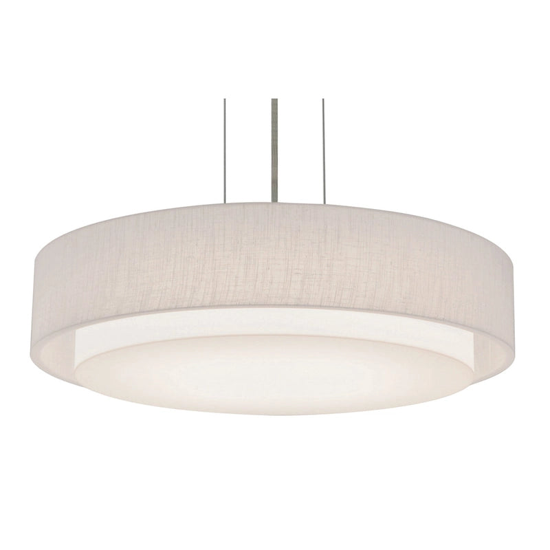 Suspension LED Sanibel 23 pouces en nickel satiné, abat-jour blanc lin