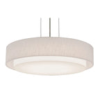 Suspension LED Sanibel 23 pouces en nickel satiné, abat-jour blanc lin