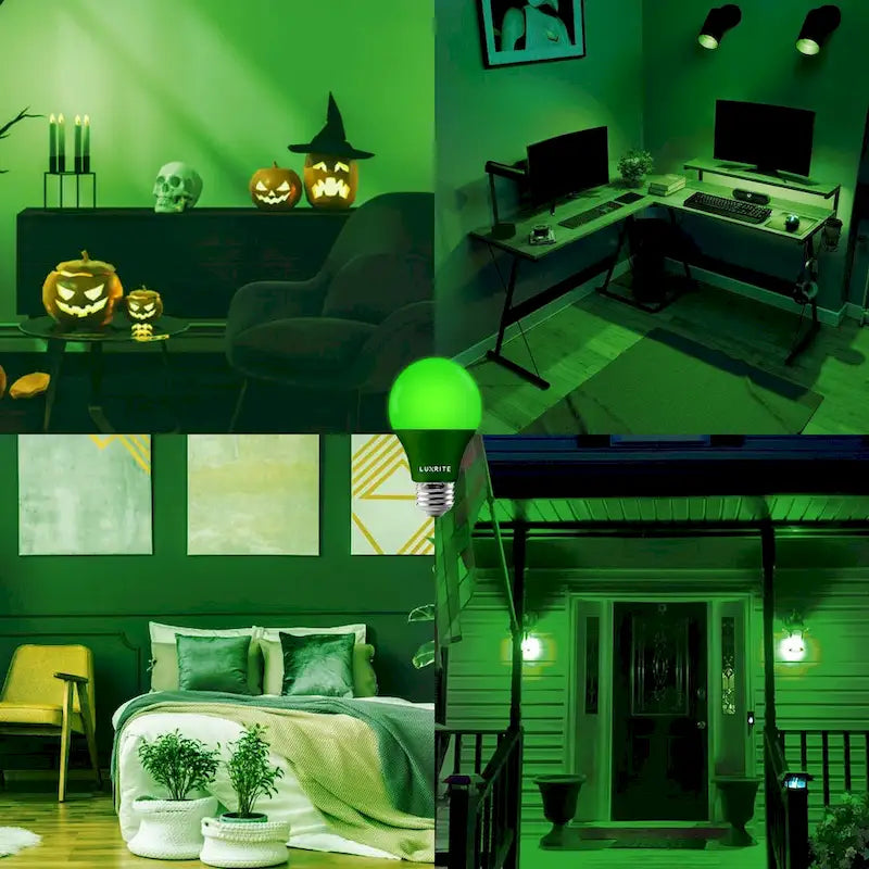 Ampoules anti-insectes LED jaunes Luxrite A19 8W non dimmables, certifiées UL, culot E26, lot de 6, pour intérieur et extérieur (porche, terrasse, maison).