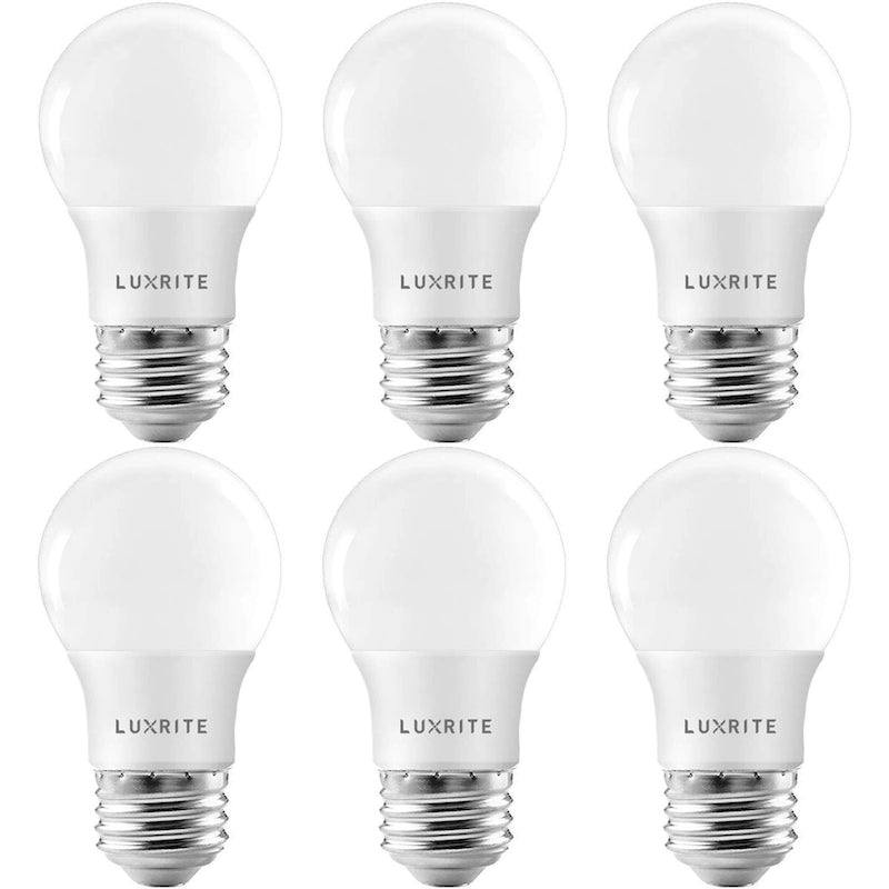 Luxrite A15 LED Bulb 40W Equivalent, 7W, 600 Lumens, Enclosed Fixture Rated, Dimmable, E26 Base, UL Listed (6 Pack)