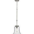 Suspension miniature à une lumière en nickel brossé de la collection Winslett - 13 x 6,6 x 6,6