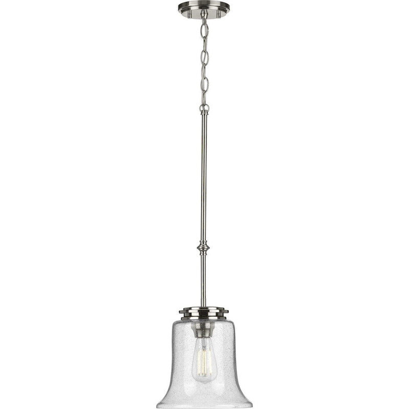 Suspension miniature à une lumière en nickel brossé de la collection Winslett - 13 x 6,6 x 6,6