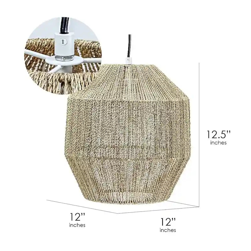 Lampe suspendue en corde de chanvre style art américain (12,5)