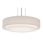 Suspension LED Sanibel 18 pouces en nickel satiné, abat-jour blanc lin