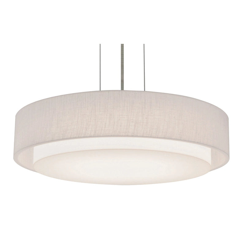 Suspension LED Sanibel 18 pouces en nickel satiné, abat-jour blanc lin