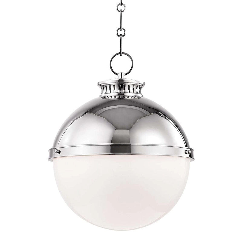 Hudson Valley Latham 1-light Polished Nickel Large Pendant, Opal Shiny Glass