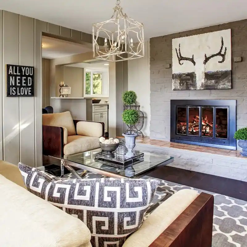 Suspension Laurent à 4 lumières couleur ivoire antique